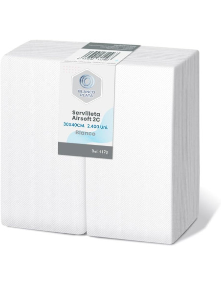SERVILLETA AIRSOFT 30x40 2C1/6 BLANCO BLANCOPLATA 2400 UNIDADES
