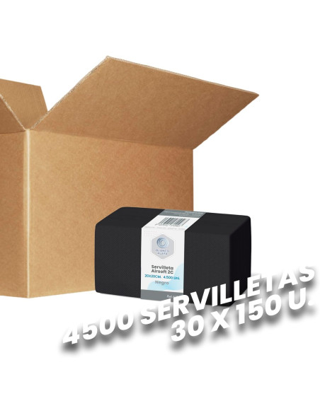 SERVILLETA AIRSOFT 20x20 2C. NEGRO BLANCOPLATA 4500 UNIDADES