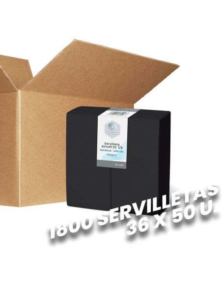 SERVILLETA AIRSOFT 40x40 2C1/8 NEGRO BLANCOPLATA 1800 UNIDADES