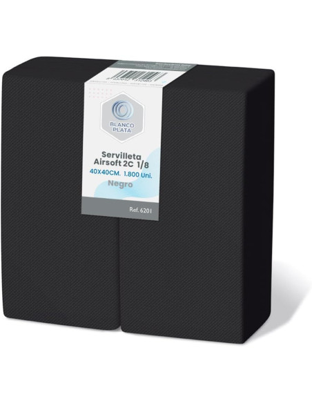 SERVILLETA AIRSOFT 40x40 2C1/8 NEGRO BLANCOPLATA 1800 UNIDADES