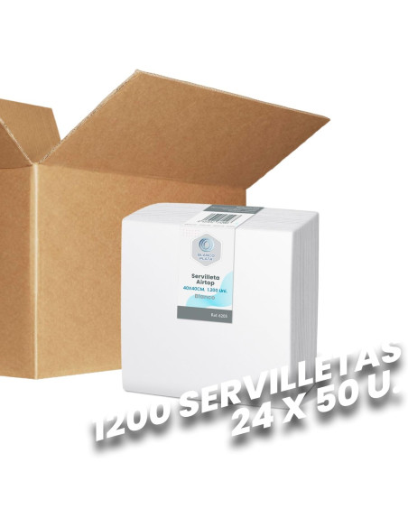 SERVILLETA AIRTOP 40x40 1/4 BLANCO BLANCOPLATA(1200 UNIDADES