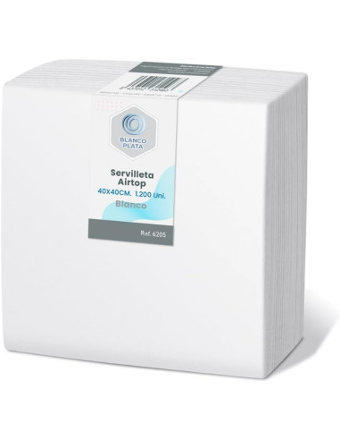 SERVILLETA AIRTOP 40x40 1/4 BLANCO BLANCOPLATA(1200 UNIDADES