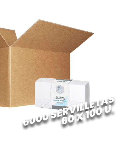 SERVILLETA CELULOSA 20x20 2C BLANCO BLANCOPLATA 6000 UNIDADES
