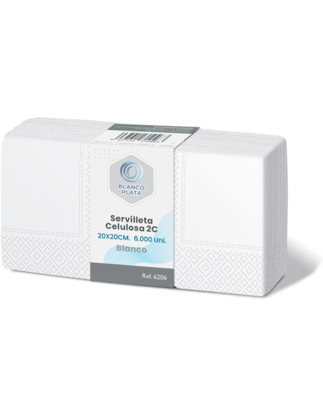 SERVILLETA CELULOSA 20x20 2C BLANCO BLANCOPLATA 6000 UNIDADES