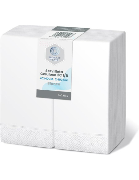 SERVILLETA CELULOSA BLANCA BLANCOPLATA 40X40CM  1/8 2400 UNIDADES