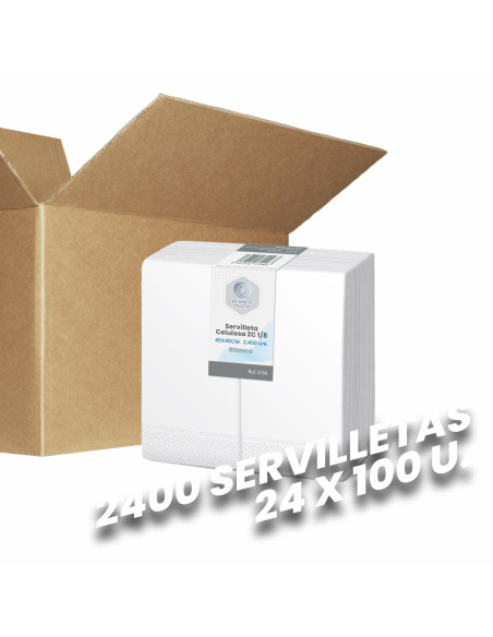 SERVILLETA CELULOSA BLANCA BLANCOPLATA 40X40CM  1/8 2400 UNIDADES
