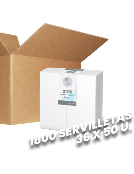 SERVILLETA AIRSOFT 40x40 2C.1/8 BLANCO BLANCOPLATA 1800 UNIDADES