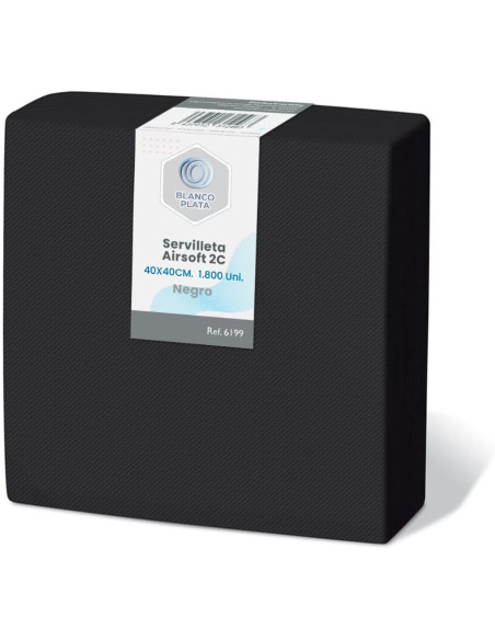 SERVILLETA AIRSOFT 40x40 2C.NEGRO BLANCOPLATA 1800 UNIDADES