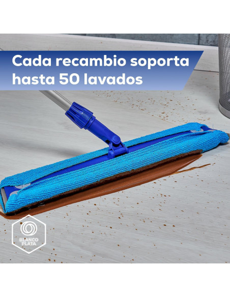 RECAMBIO WET MOP AZUL MICROFIBRA 22X60 BLANCOPLATA 12 UNIDADES