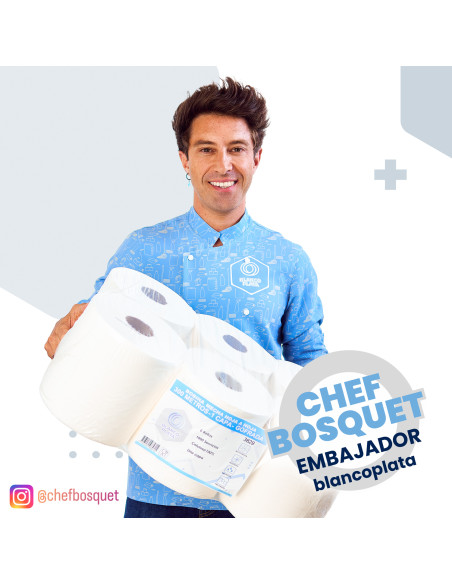 BOBINA MECHA HOJA-HOJA 1 CAPA 300M 1000 SERVICIOS BLANCOPLATA 6 UNIDADES