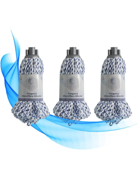 FREGONA MICROFIBRAS TRENZAS BICOLOR PACK 3 UNIDADES
